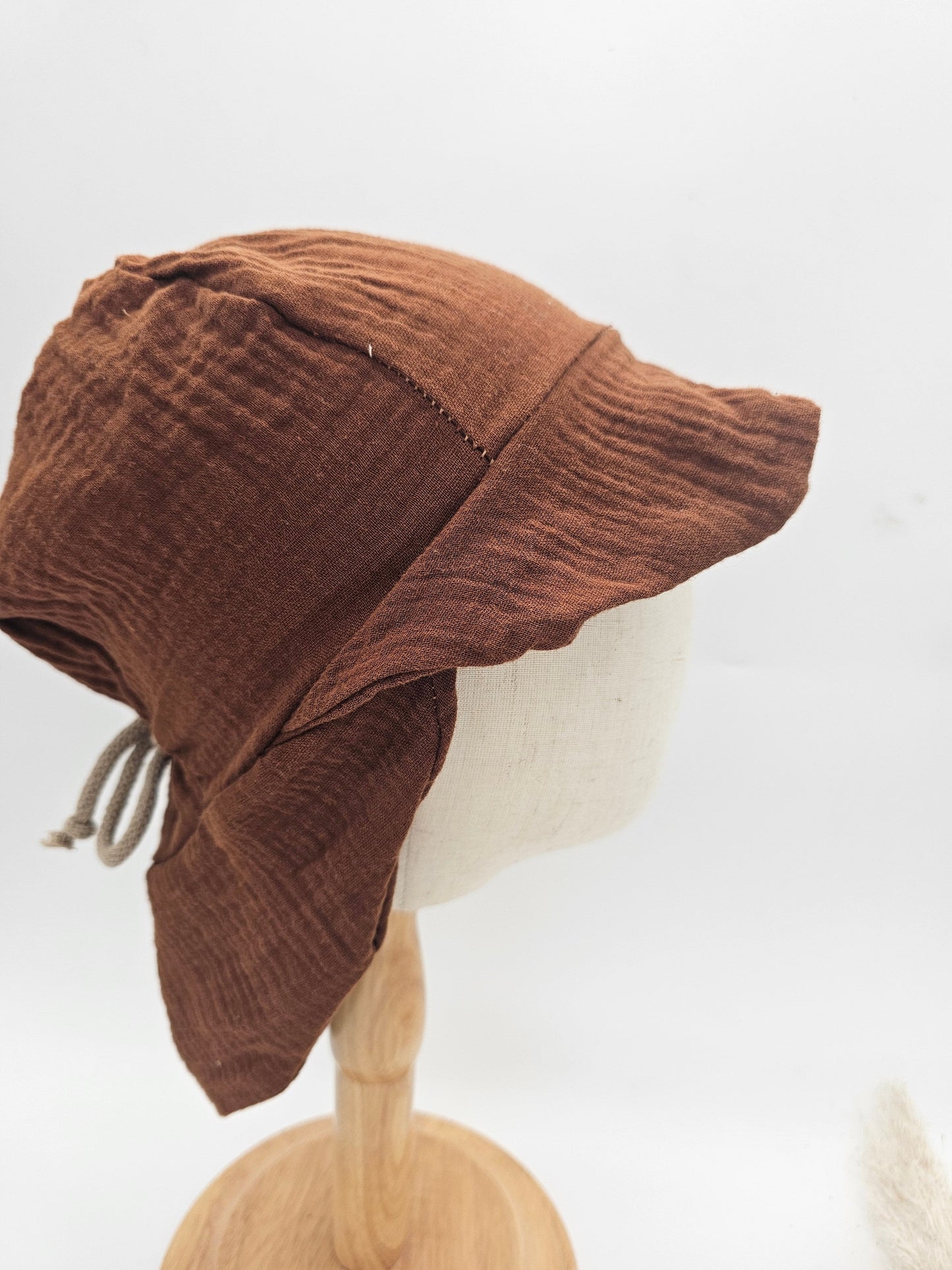 Sonnenhut Musselin dunkelbraun – Sommermütze Baby & Kinder – Vintageliebe® - Vintageliebe® Mein Shop