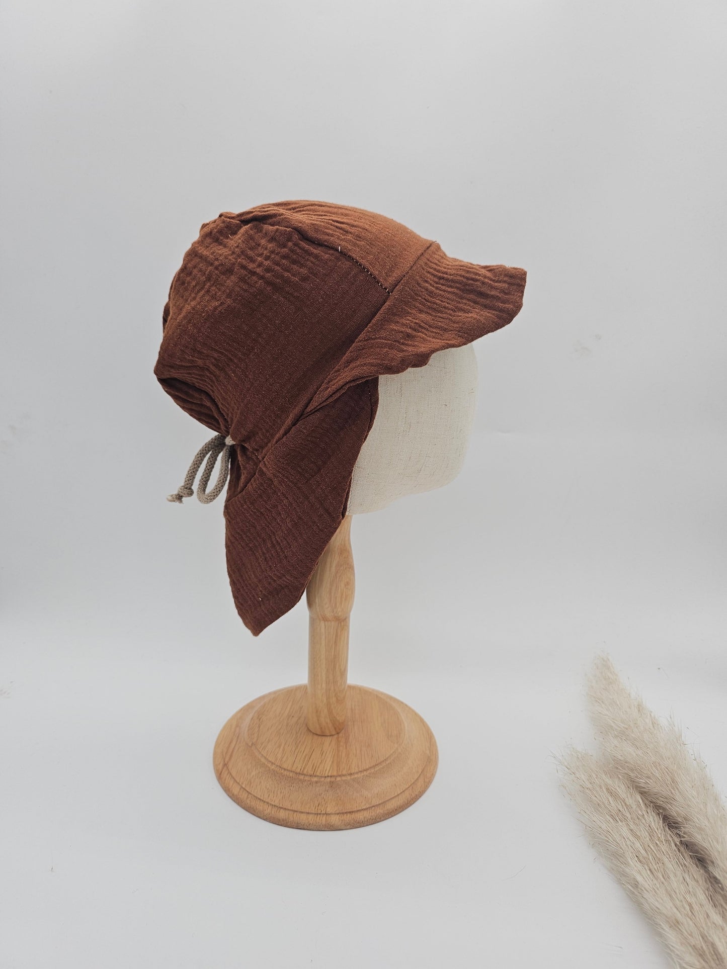 Sonnenhut Musselin dunkelbraun – Sommermütze Baby & Kinder – Vintageliebe® - Vintageliebe® Mein Shop