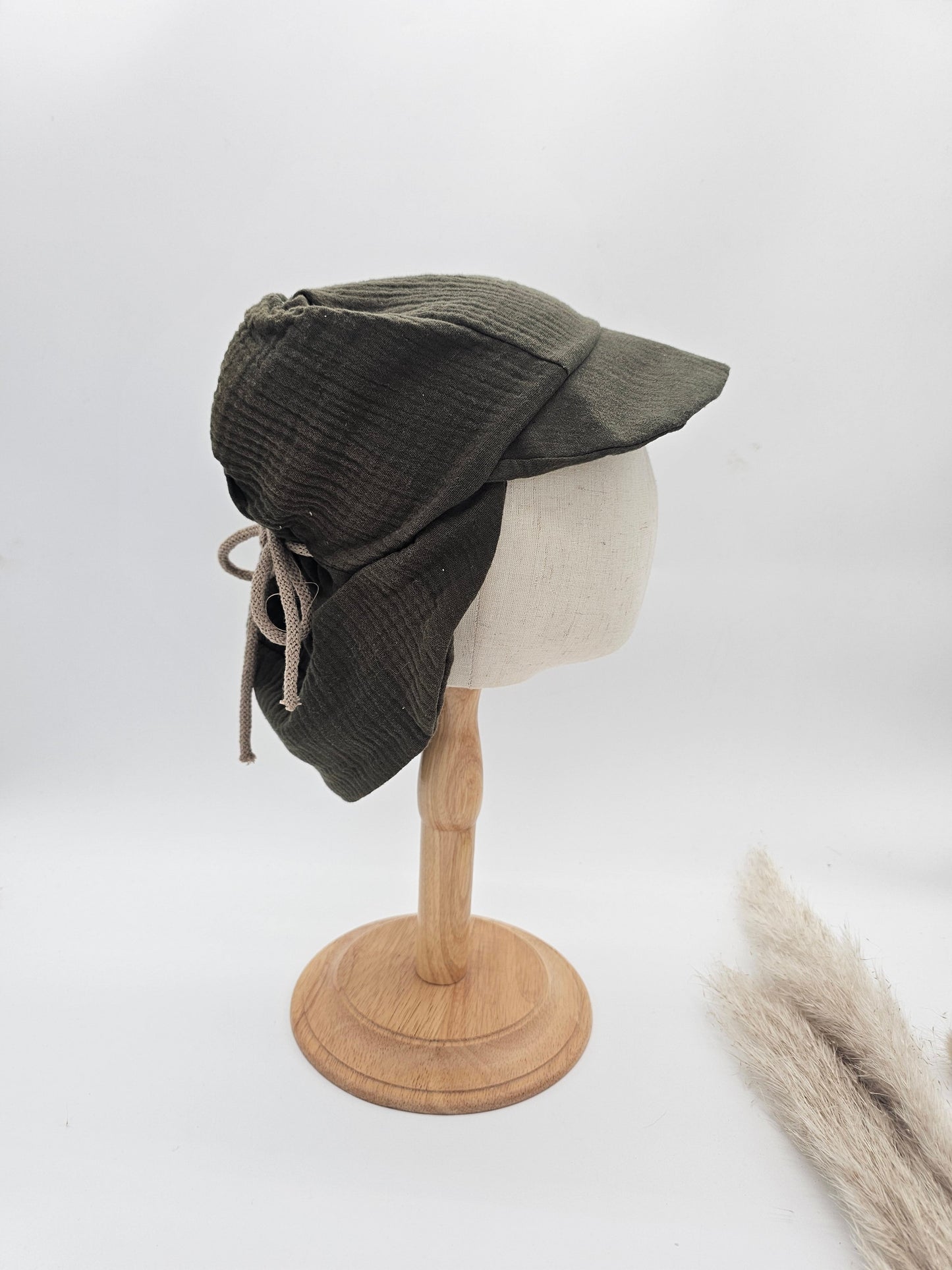 Sonnenhut Musselin kaki – Sommermütze Baby & Kinder – Vintageliebe® - Vintageliebe® Mein Shop