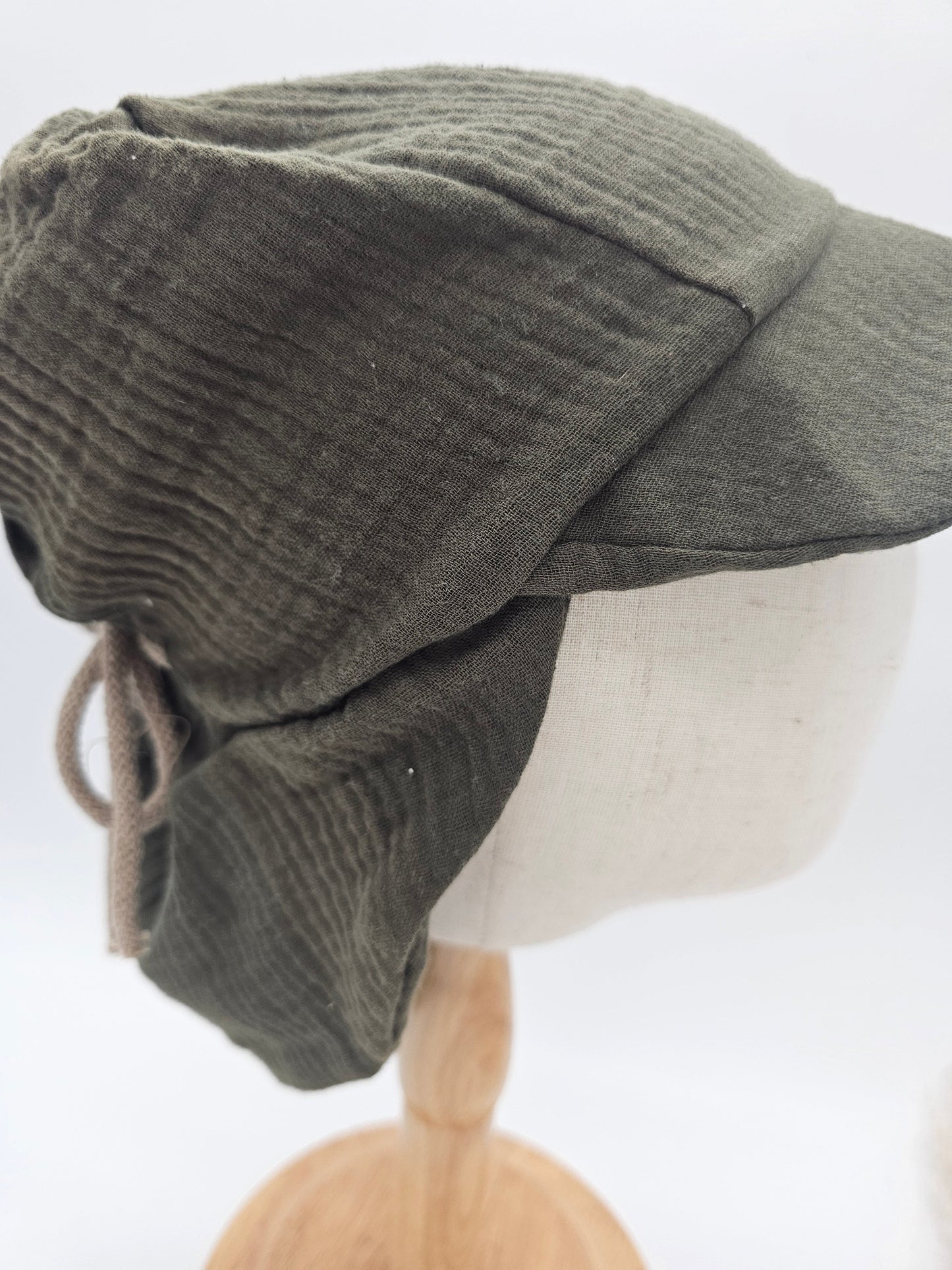 Sonnenhut Musselin kaki – Sommermütze Baby & Kinder – Vintageliebe® - Vintageliebe® Mein Shop