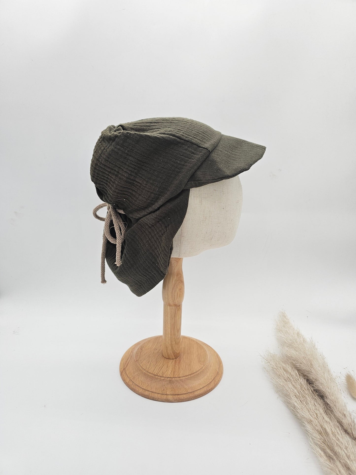 Sonnenhut Musselin kaki – Sommermütze Baby & Kinder – Vintageliebe® - Vintageliebe® Mein Shop
