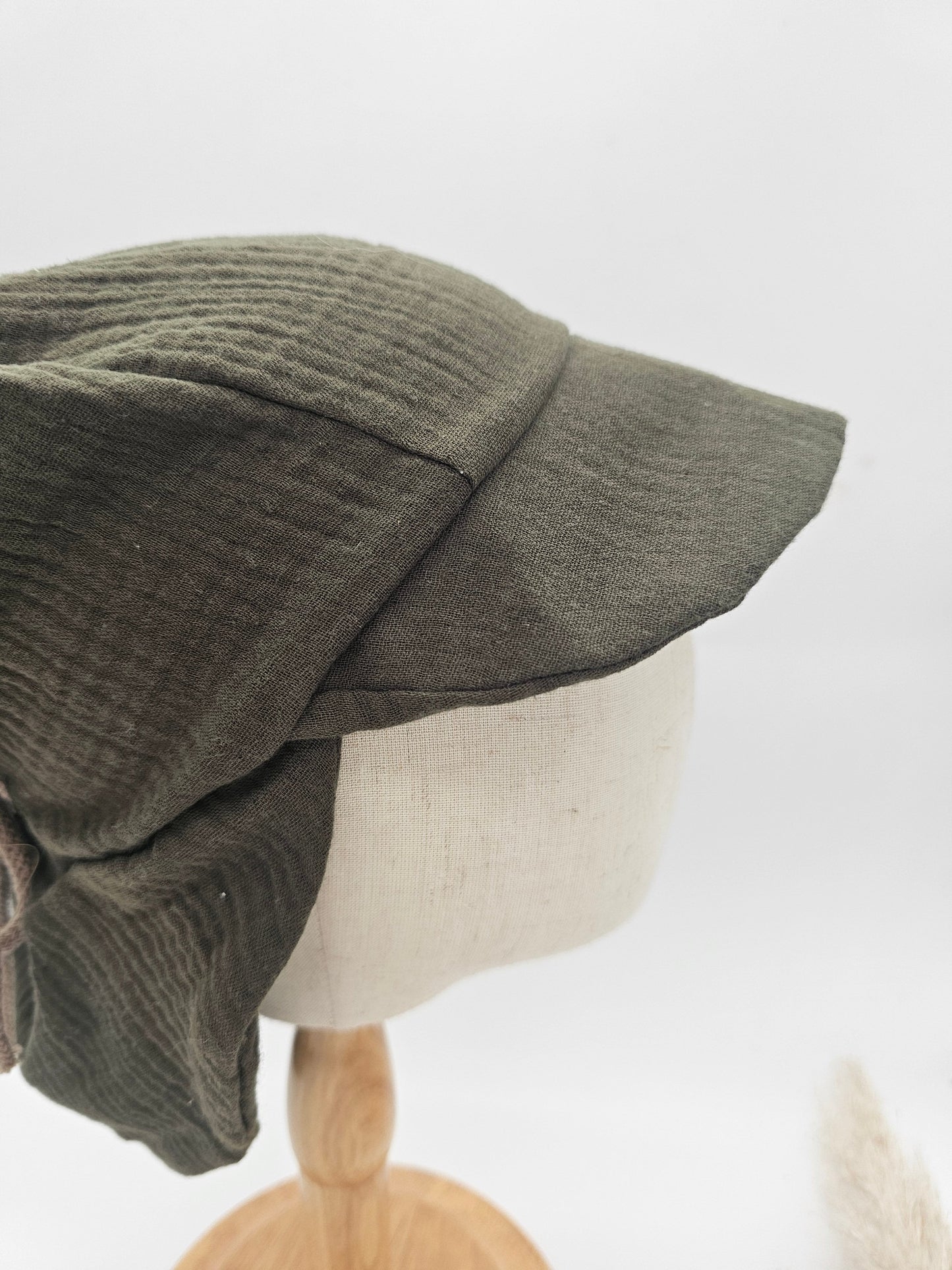 Sonnenhut Musselin kaki – Sommermütze Baby & Kinder – Vintageliebe® - Vintageliebe® Mein Shop