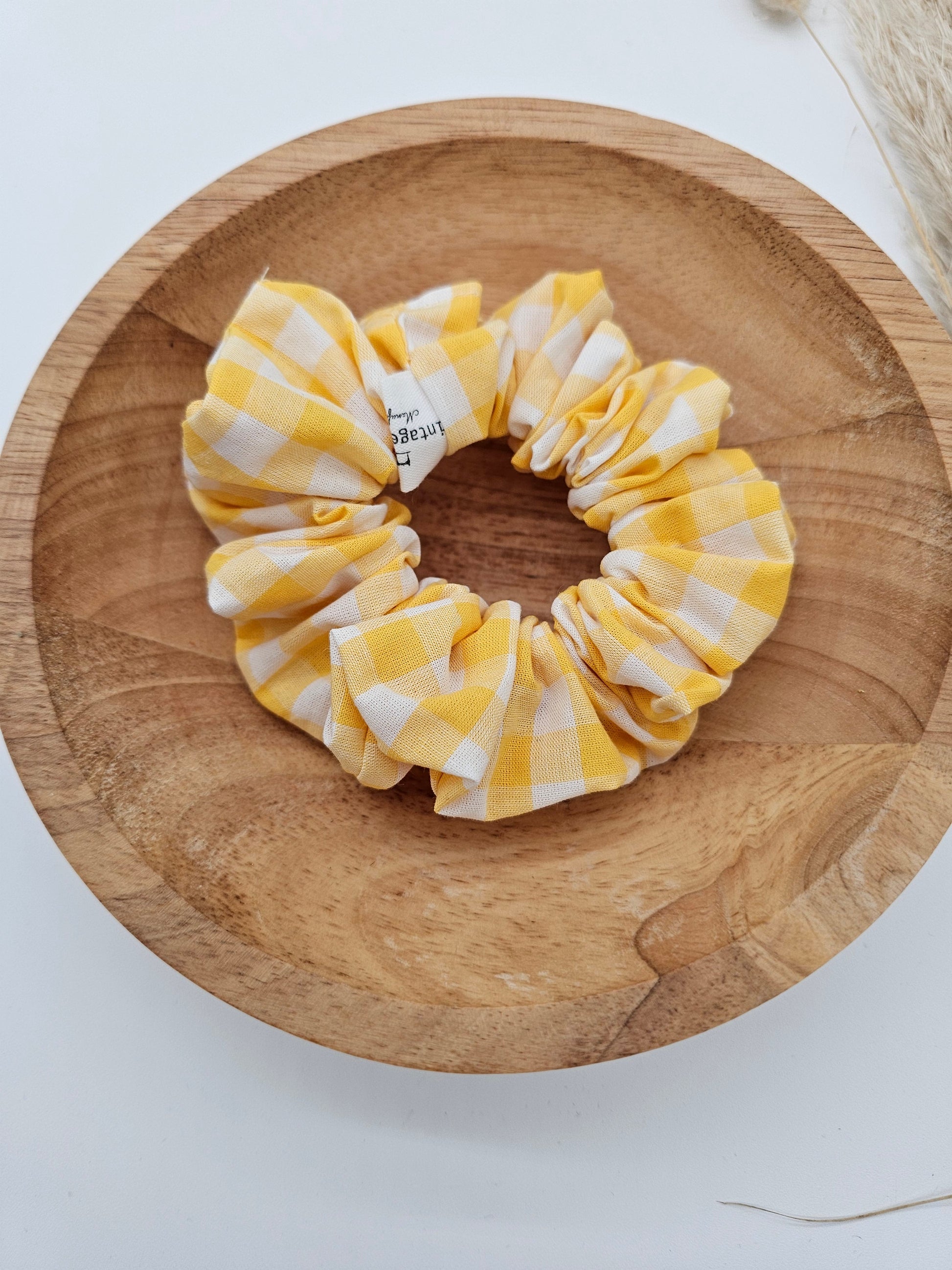 Trendiges Scrunchie gelb kariert - Vintageliebe® Vintageliebe®