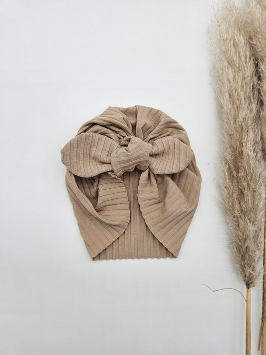 Turban beige gerippt– Öko Tex Jersey – Vintageliebe® - Vintageliebe® Vintageliebe®