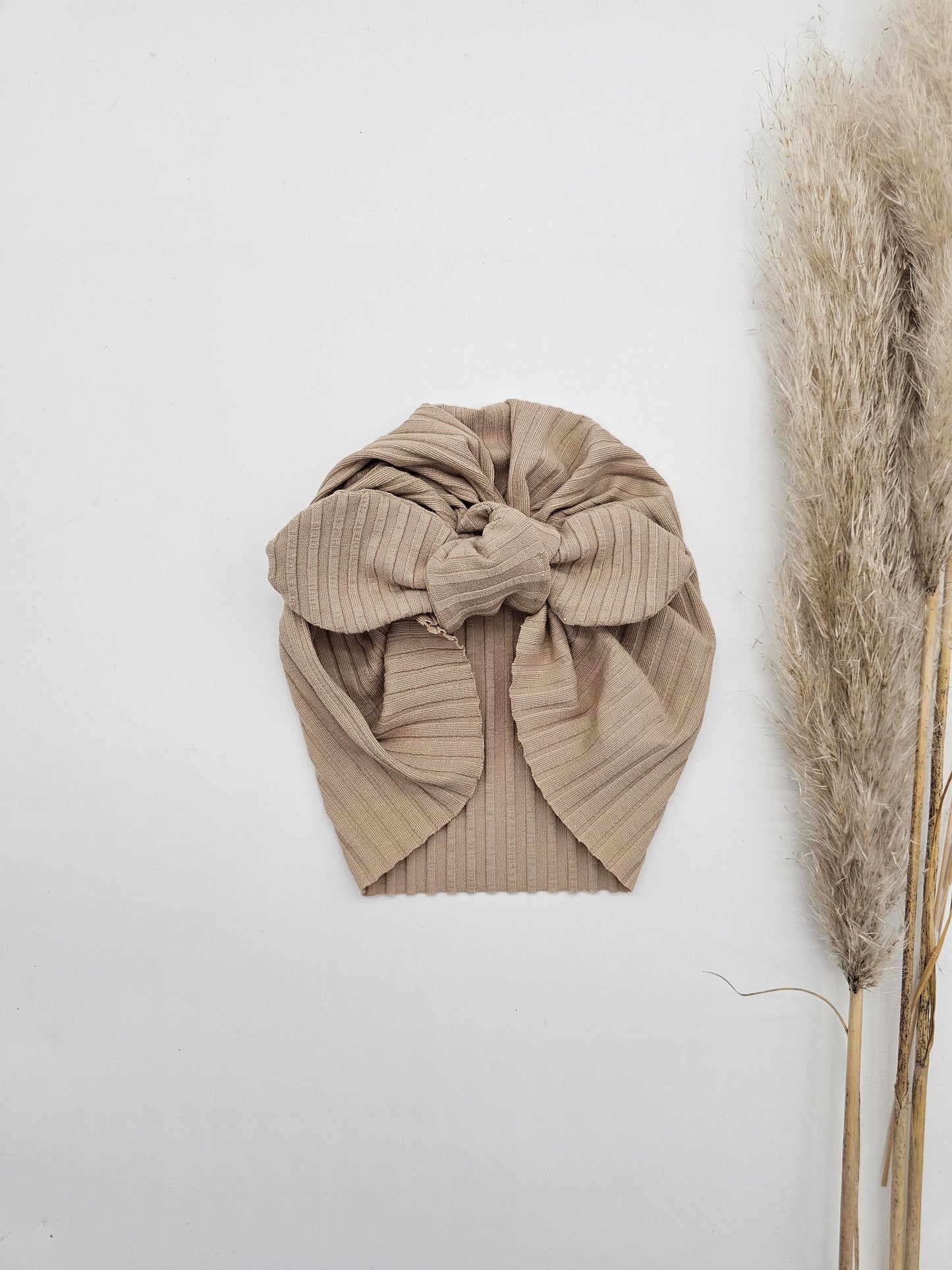 Turban beige gerippt– Öko Tex Jersey – Vintageliebe® - Vintageliebe® Vintageliebe®