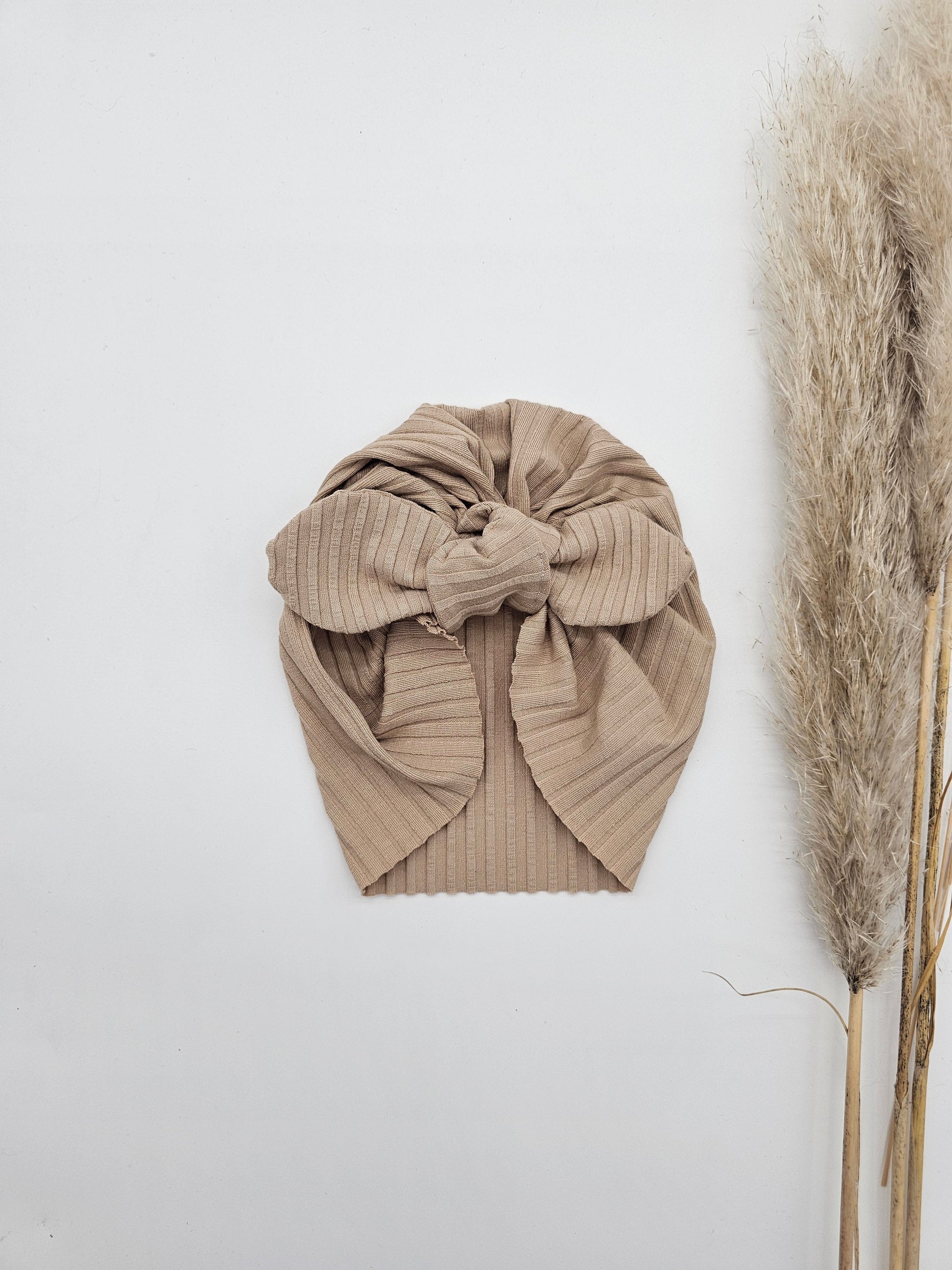 Turban beige gerippt– Öko Tex Jersey – Vintageliebe® - Vintageliebe® Vintageliebe®