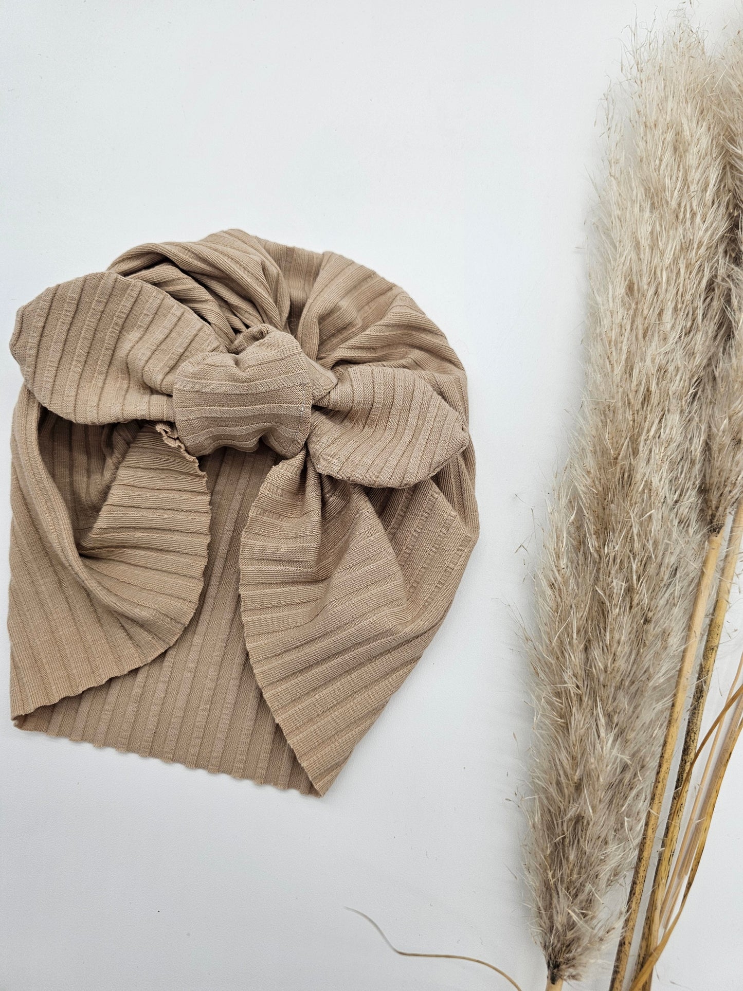 Turban beige gerippt– Öko Tex Jersey – Vintageliebe® - Vintageliebe® Vintageliebe®
