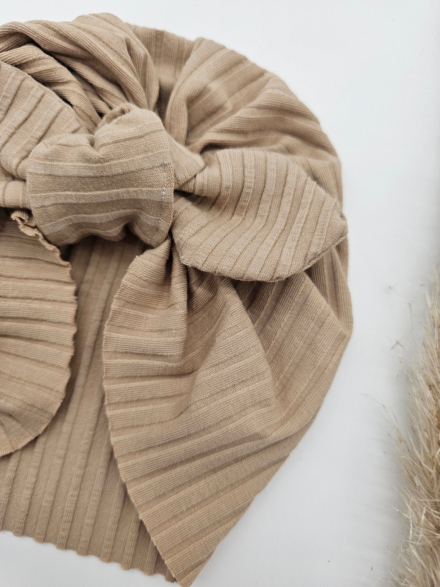 Turban beige gerippt– Öko Tex Jersey – Vintageliebe® - Vintageliebe® Vintageliebe®