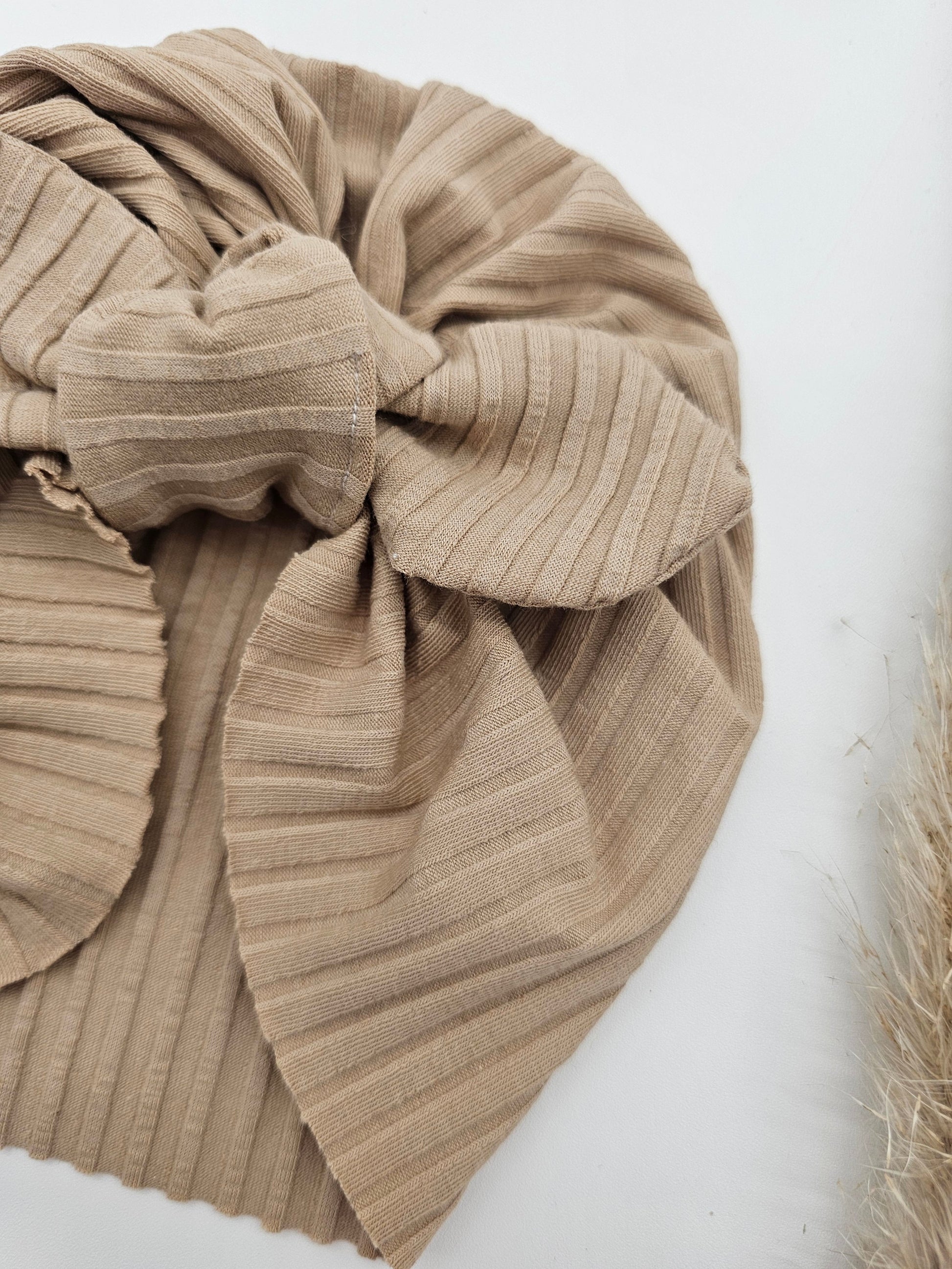Turban beige gerippt– Öko Tex Jersey – Vintageliebe® - Vintageliebe® Vintageliebe®