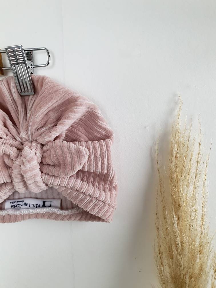 Turban Plüschcord rosa - Vintageliebe® Mein Shop