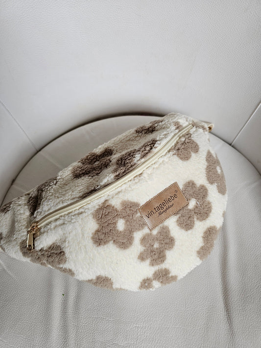 Vintageliebe® Crossbody Bauchtasche Teddy Blumen mit edlem Lederetikett - Vintageliebe® Vintageliebe®
