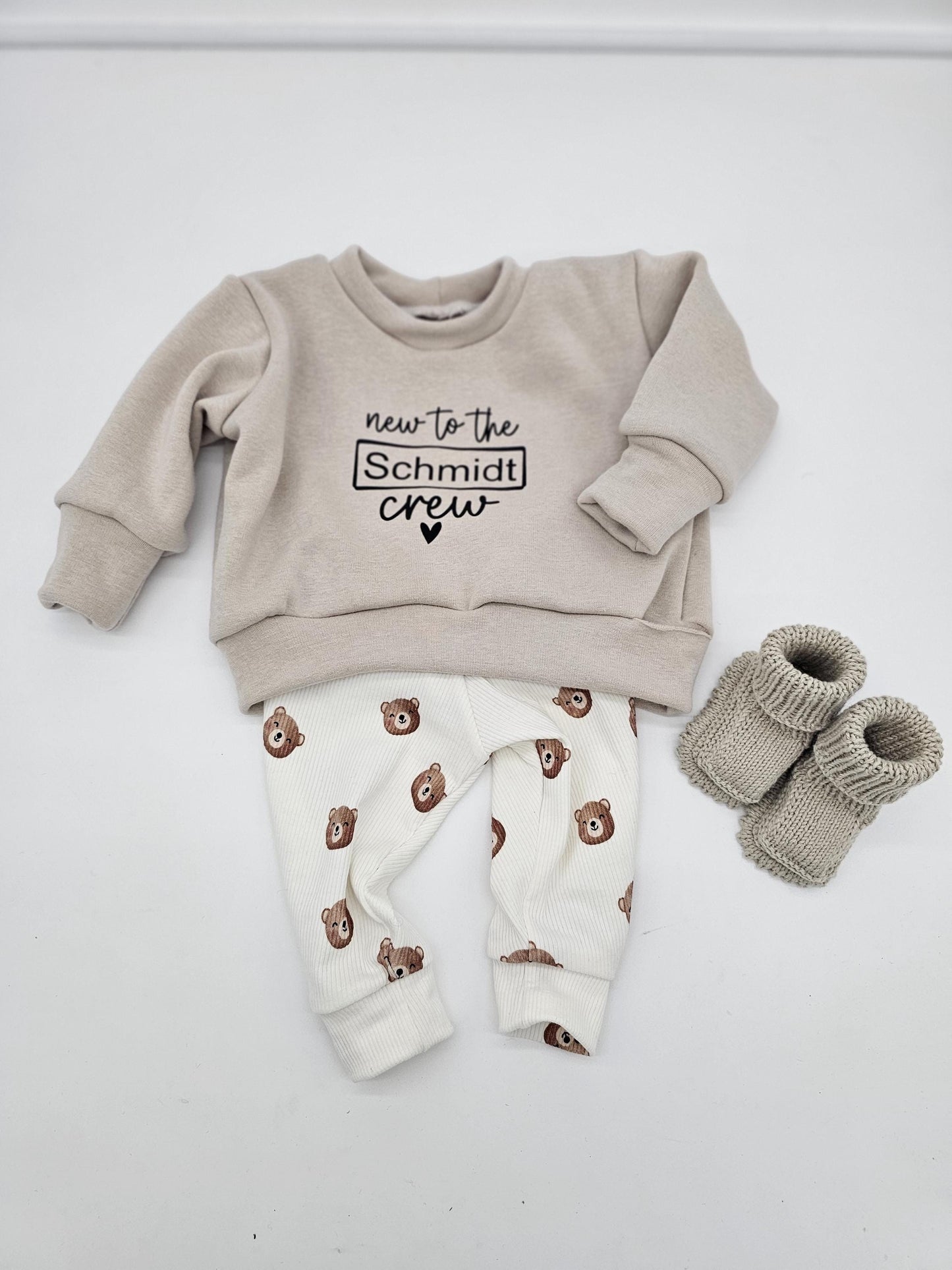 Vintageliebe® | Kinderpullover gr. 56 - 98 | New in the Crew | Mini | Name | Nsmr mit Regenbogen| - Vintageliebe® Mein Shop