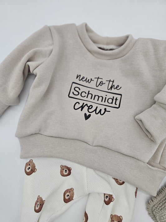 Vintageliebe® | Kinderpullover gr. 56 - 98 | New in the Crew | Mini | Name | Nsmr mit Regenbogen| - Vintageliebe® Mein Shop