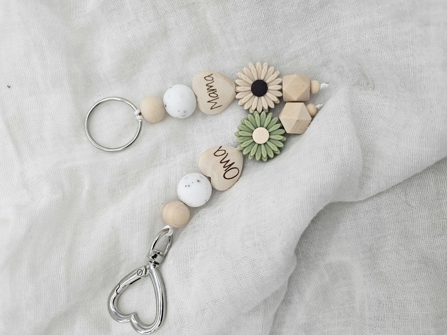 Vintageliebe® | natürlicher Schlüsselanhänger mit Namen | Mama | Papa | Opa | Oma - Vintageliebe® Mein Shop