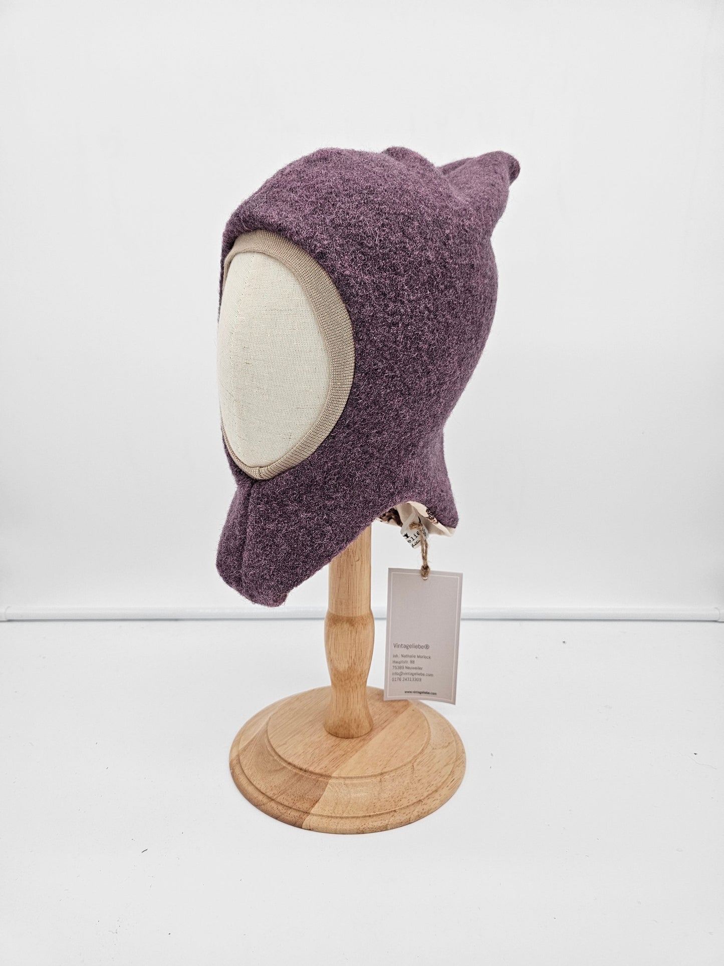 Vintageliebe® Wollwalk Schlupfmütze lila - Vintageliebe® Vintageliebe®Walkmütze, Bärenmütze mint
