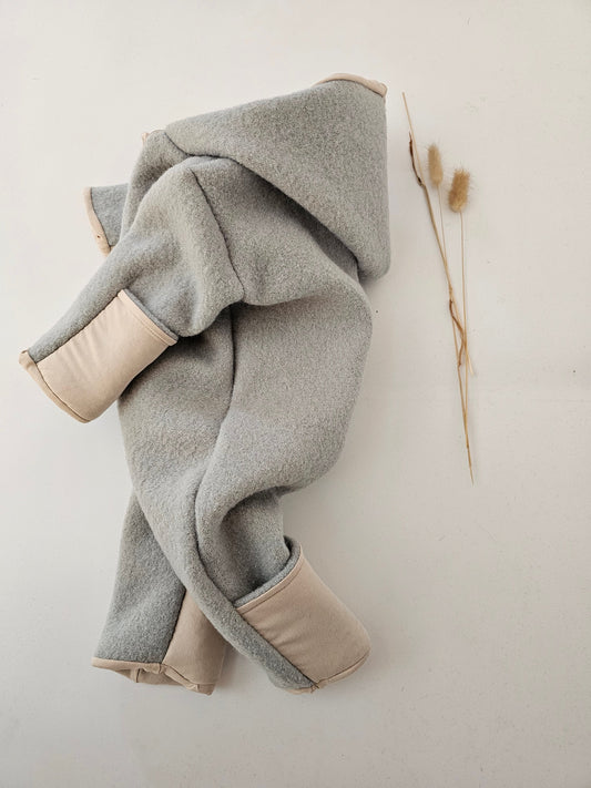 Vintageliebe® WOLLWALKOVERALL mit Umschlagbündchen aus 100% Schurwolle. Naturprodukt. Walkloden Walkoverall Overall mint - Vintageliebe® Mein ShopWalkmütze, Bärenmütze aus 100% Schafwolle