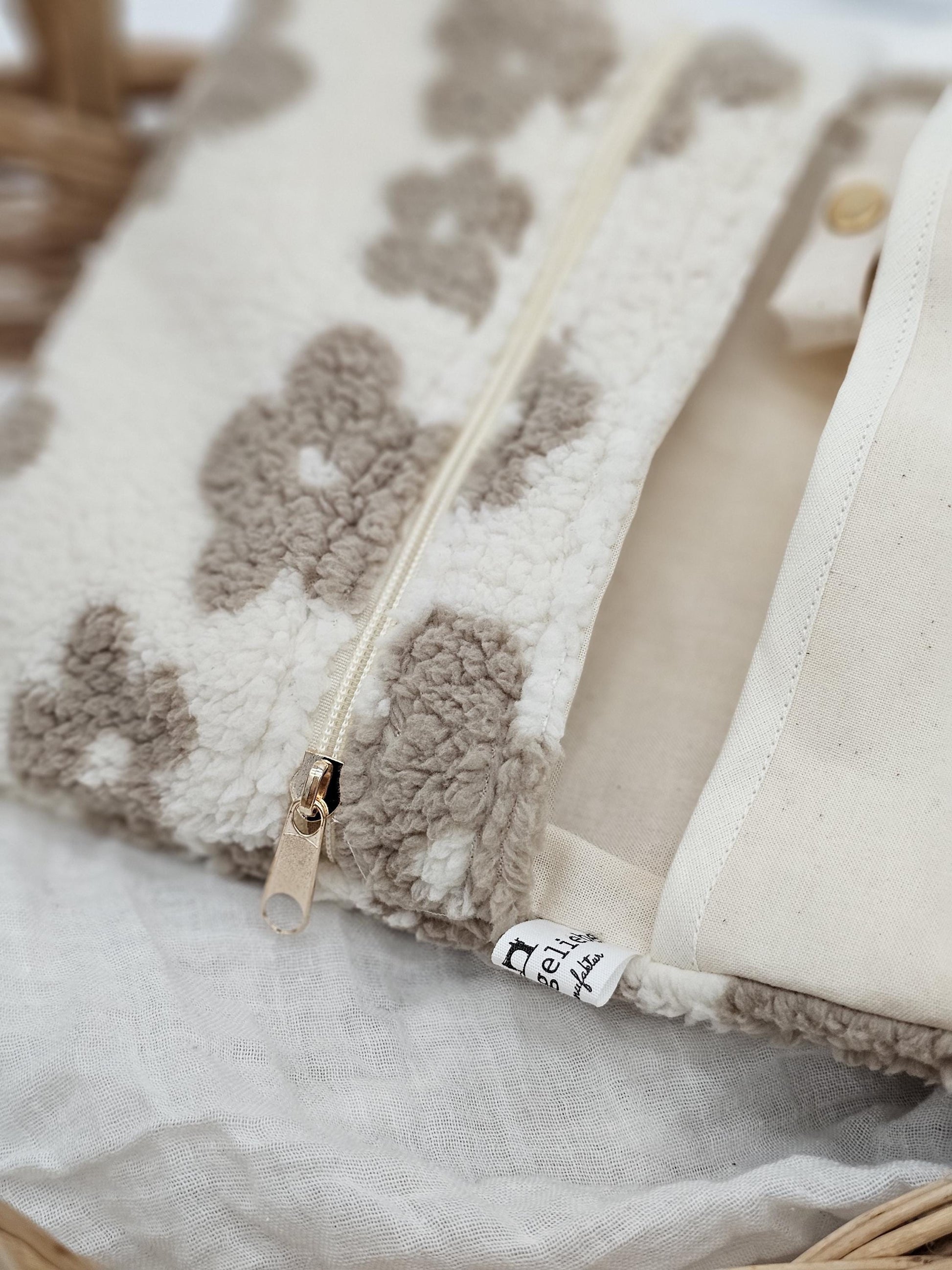 Vintageliebe® XXL Windeltasche Teddy Blume beige - Vintageliebe® Mein Shop