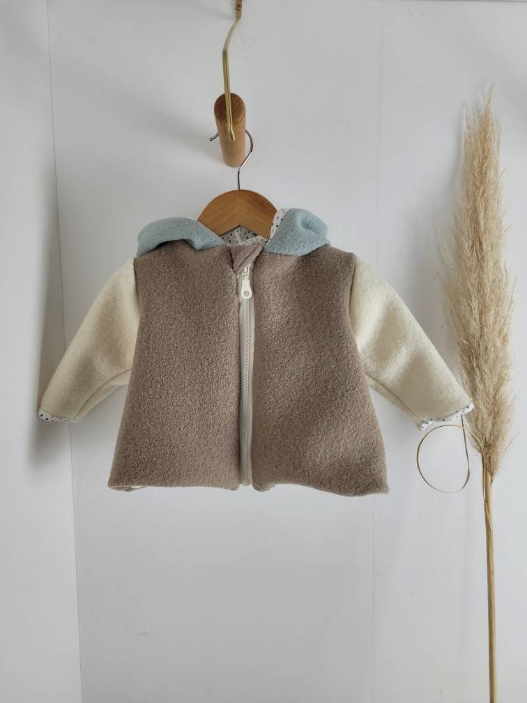 Wollwalkjacke für Kinder Tricolor aus 100% mulesingfreier Schurwolle hochwertig atmungsaktiv und robust für Herbst Winter und Übergangszeit - Vintageliebe® Mein ShopWalkjacke aus 100& Schafwolle